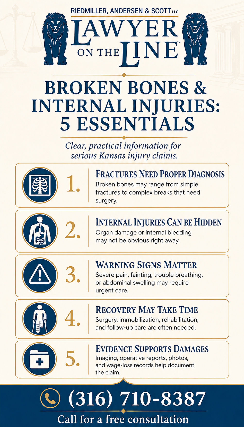 broken bones and internal injuries attorney infographic